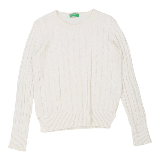 Vintage Benetton Jumper - Medium White Cotton