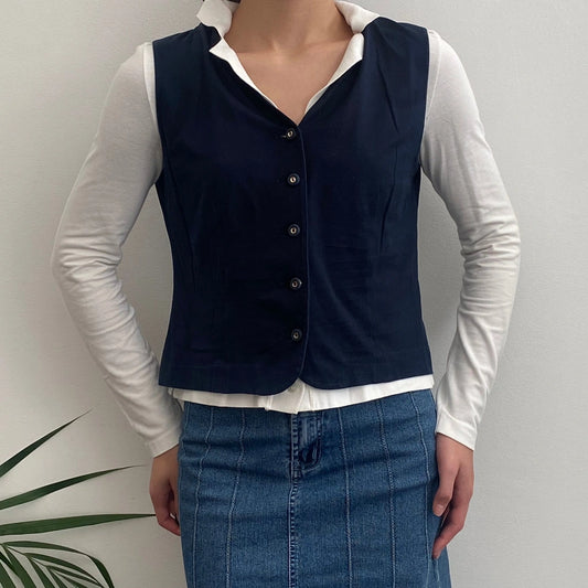 Vintage blue Luisa Spagnoli Waistcoat - womens small