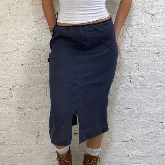 Fendissime Mini Skirt - 32W UK 12 Blue Linen Blend