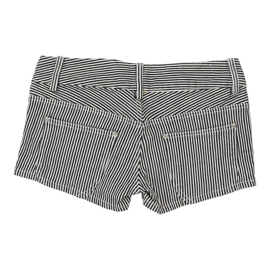 Vintage Unbranded Striped Shorts - Large Black & White Cotton