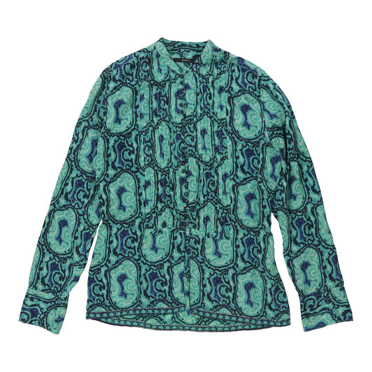 Vintage Made in Italy Gucci Patterned Shirt - Medium Blue Silk Blend