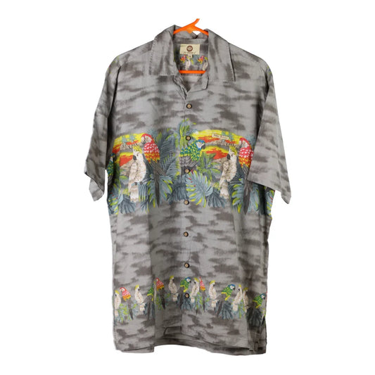 Vintage Jo Axx'S Graphic Hawaiian Shirt - 2XL Grey Viscose Blend