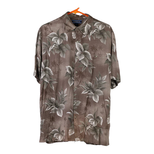 Vintage Croft & Barrow Floral Hawaiian Shirt - Medium Brown Viscose Blend