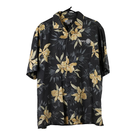 Vintage Edwards Floral Hawaiian Shirt - Large Black Viscose Blend