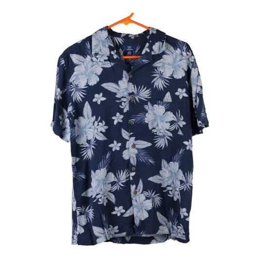 Vintage George Floral Hawaiian Shirt - Small Navy Viscose Blend