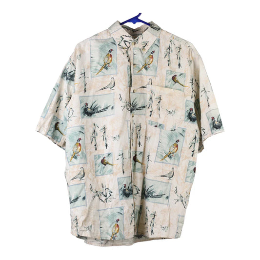 Vintage Field & Stream Graphic Hawaiian Shirt - Large Beige Cotton