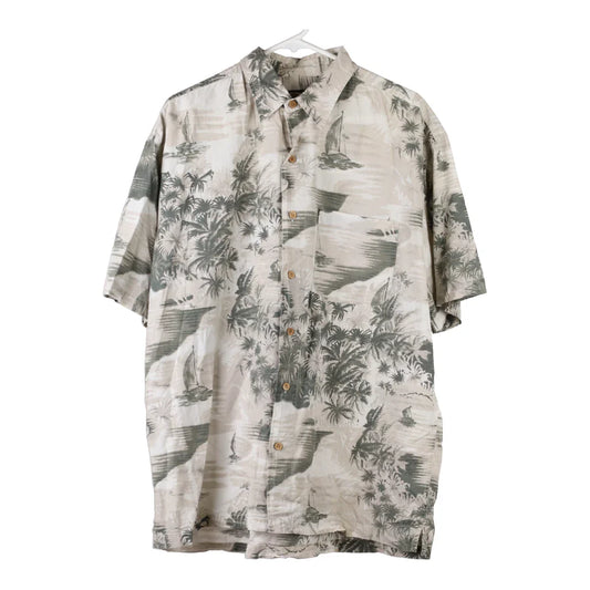 Vintage Rue 21 Floral Hawaiian Shirt - Medium Grey Viscose Blend