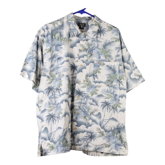 Vintage G. H. Bass & Co. Hawaiian Shirt - Large Grey Viscose Blend