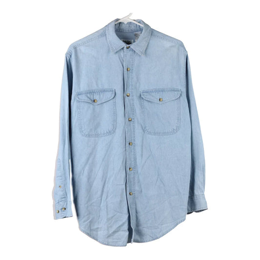 Vintage Basic Editions Hawaiian Shirt - Small Blue Viscose Blend