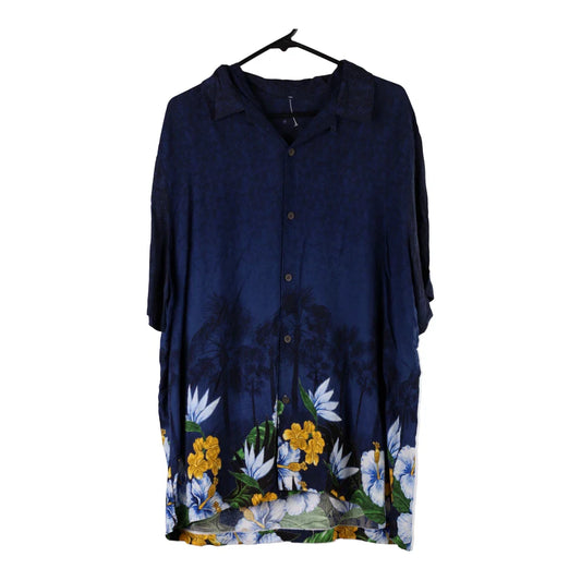 Vintage Unbranded Floral Hawaiian Shirt - 3XL Navy Viscose Blend