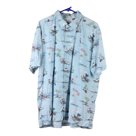 Vintage Waterman Graphic Hawaiian Shirt - XL Blue Viscose Blend