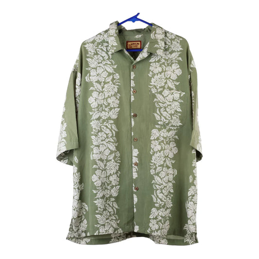 Vintage Aloha Joe Floral Hawaiian Shirt - XL Green Viscose Blend