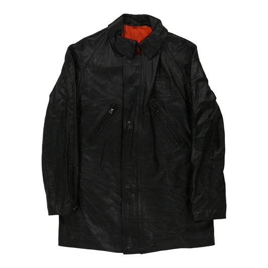 Vintage black 1980's Polizia Linea Zero Leather Jacket - mens medium