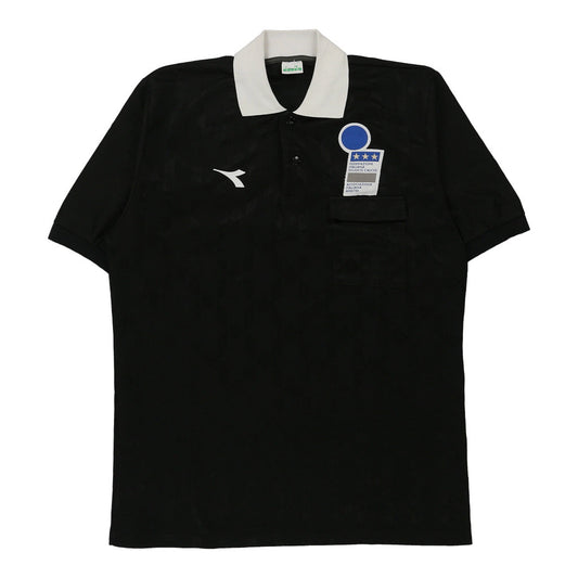 Vintage black Italian Referee Diadora Football Shirt - mens x-large