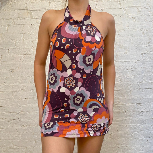 Vintage multicoloured Unbranded Halterneck Top - womens medium