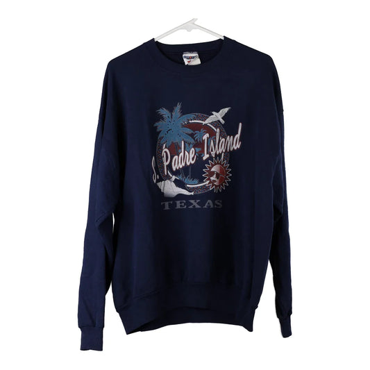 Vintage navy S. Padre Island Texas Jerzees Sweatshirt - mens large