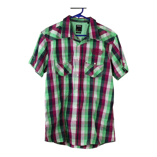 Vintage Smog Checked Short Sleeve Shirt - Large Multicoloured Cotton