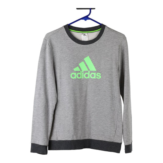 Vintage Age 13-14 Adidas Long Sleeve T-Shirt - Large Grey Cotton