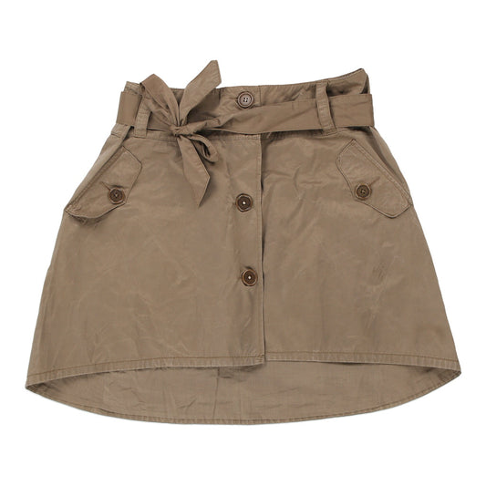Vintage Max & Co Mini Skirt - 32W UK 12 Brown Cotton Blend