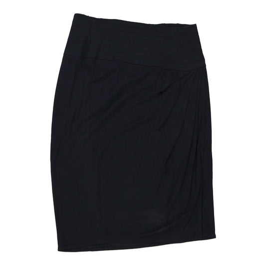 Vintage 1980s Gianni Versace Midi Skirt - Small Navy Wool Blend