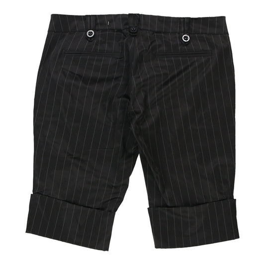 Vintage Unbranded Pinstripe Shorts - 34W UK 10 Black Cotton Blend