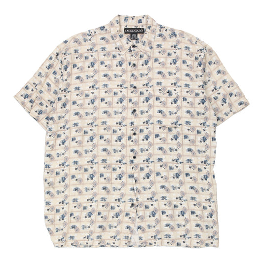 Vintage Addendum Short Sleeve Shirt - Large Beige Viscose