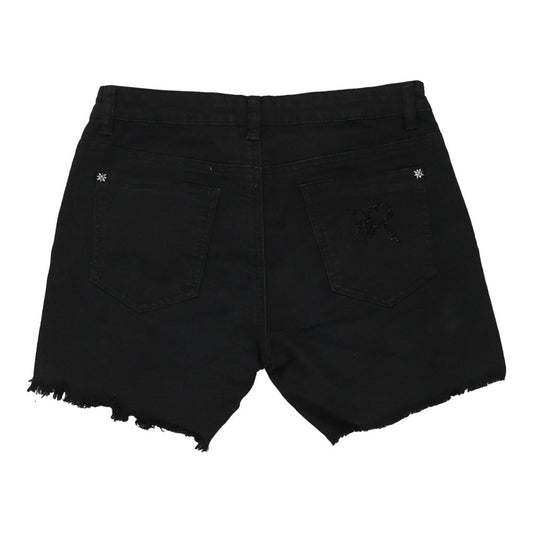 Vintage Richmond Studded Denim Shorts - 28W UK 8 Black Cotton Blend
