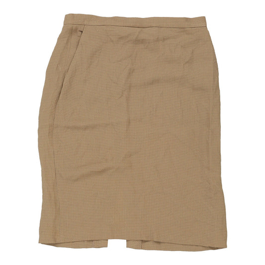 Vintage Emporio Armani Checked Pencil Skirt - 28W UK 8 Brown Cotton