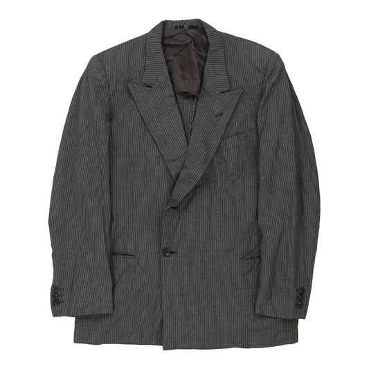 Vintage Valentino Pinstripe Blazer - Large Grey Cotton