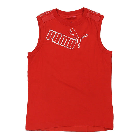 Vintage Puma Spellout Vest - Small Red Cotton