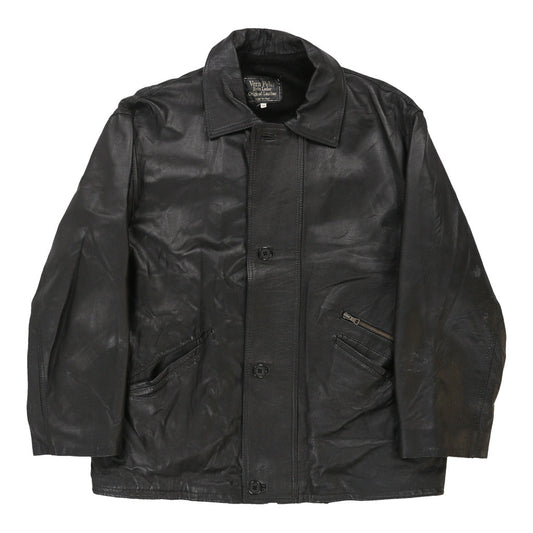 Vintage black Unbranded Leather Jacket - mens x-large
