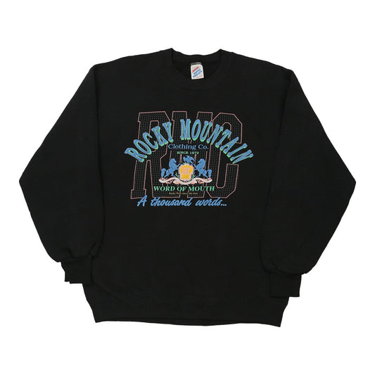 Vintage 1980's Jerzees Embroidered Sweatshirt - Large Black Cotton Blend