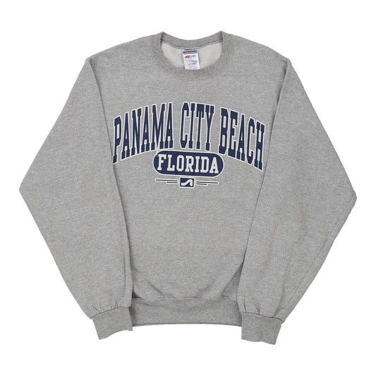 Vintage Panama City Beach Jerzees Graphic Sweatshirt - Small Grey Cotton Blend