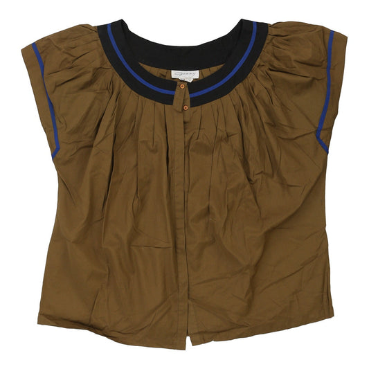 Vintage Genny Blouse - XL Brown Cotton