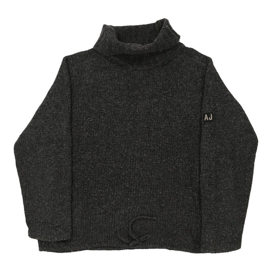 Vintage Armani Jeans Jumper - Large Grey Cotton Blend