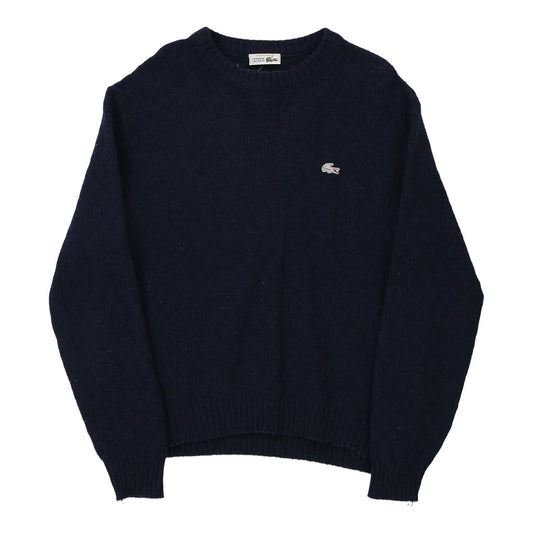 Vintage Lacoste Jumper - Large Navy Virgin Wool
