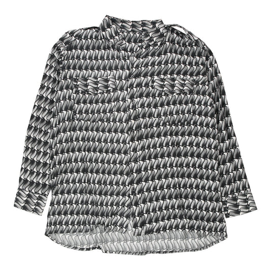 Vintage Unbranded Patterned Shirt - 2XL Grey Cotton