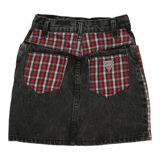 Vintage Age 7  Guess Checked Denim Skirt - Small Black Cotton