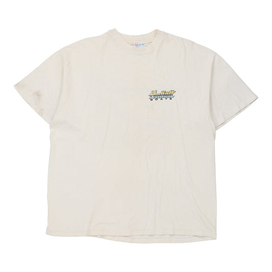 Vintage white Made in USA Hallett Boats Hanes T-Shirt - mens x-large