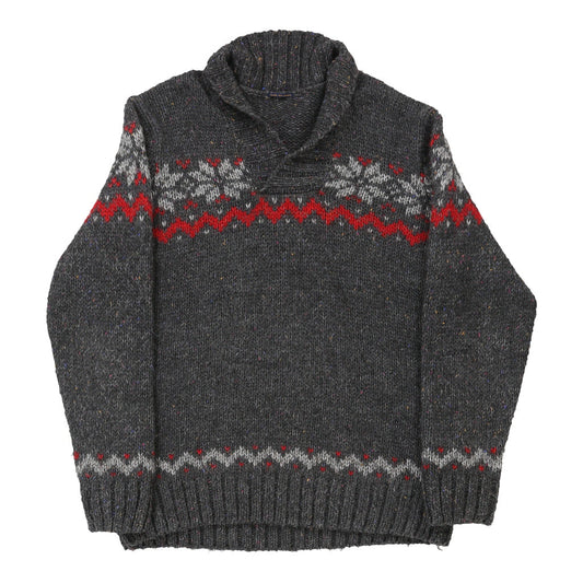 Vintage North Pole Jumper - Large Grey Alpaca Blend