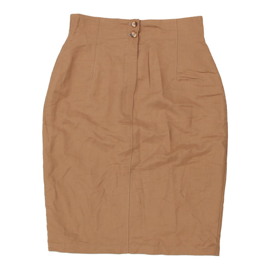Vintage Elisa Landri Mini Skirt - 27W UK 8 Brown Viscose Blend