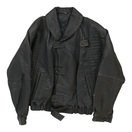 Vintage black 1980's Unbranded Leather Jacket - mens medium