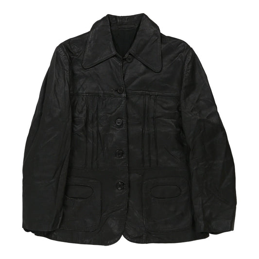 Vintage 1970's Unbranded Leather Jacket - Medium Black Leather