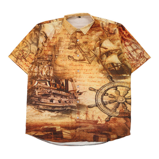 Vintage beige Unbranded Short Sleeve Shirt - mens x-large