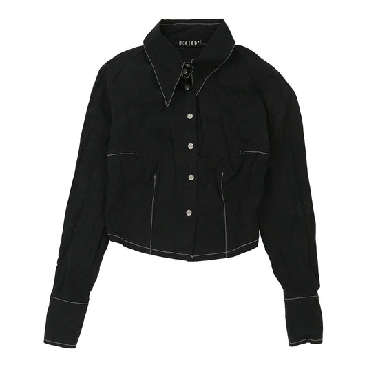 Vintage Eco Cropped Shirt - Small Black Cotton
