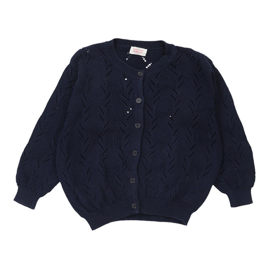 Vintage Benetton Cardigan - Medium Navy Cotton Blend