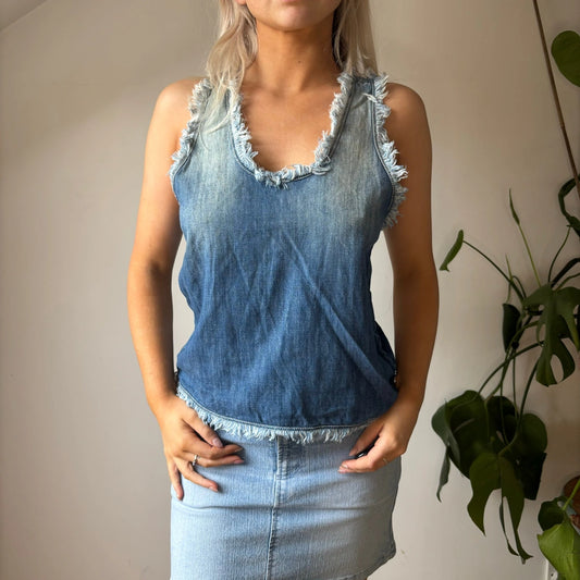 Vintage blue Met Top - womens small