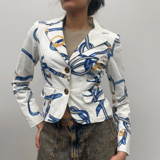 Roccobarocco Blazer - Small White Cotton