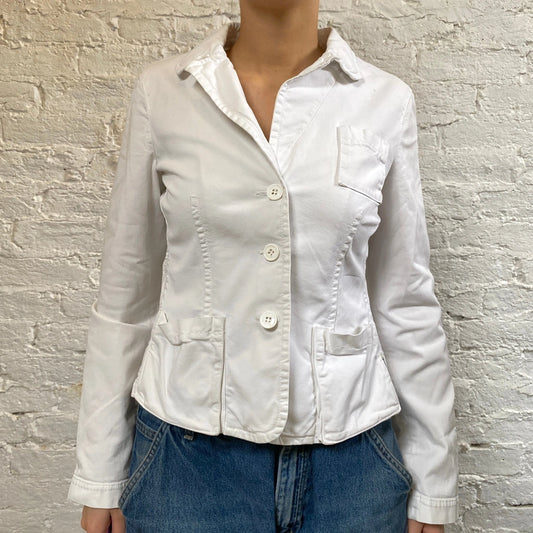 Vintage white Armani Jeans Jacket - womens large