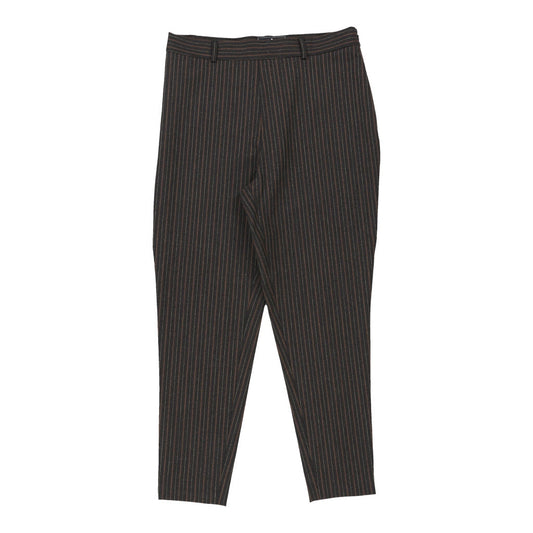 Les Copains Striped Trousers - 32W UK 14 Brown Cotton